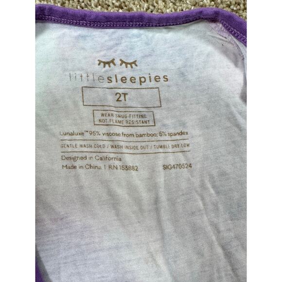 Little Sleepies Signature Purple Watercolor Shorty Zippy Pajamas 2T Girls Bamboo - Picture 3 of 4